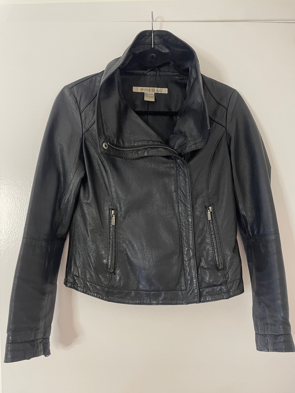 Women's Black Genuine Leather Zip Motorcycle Jacket